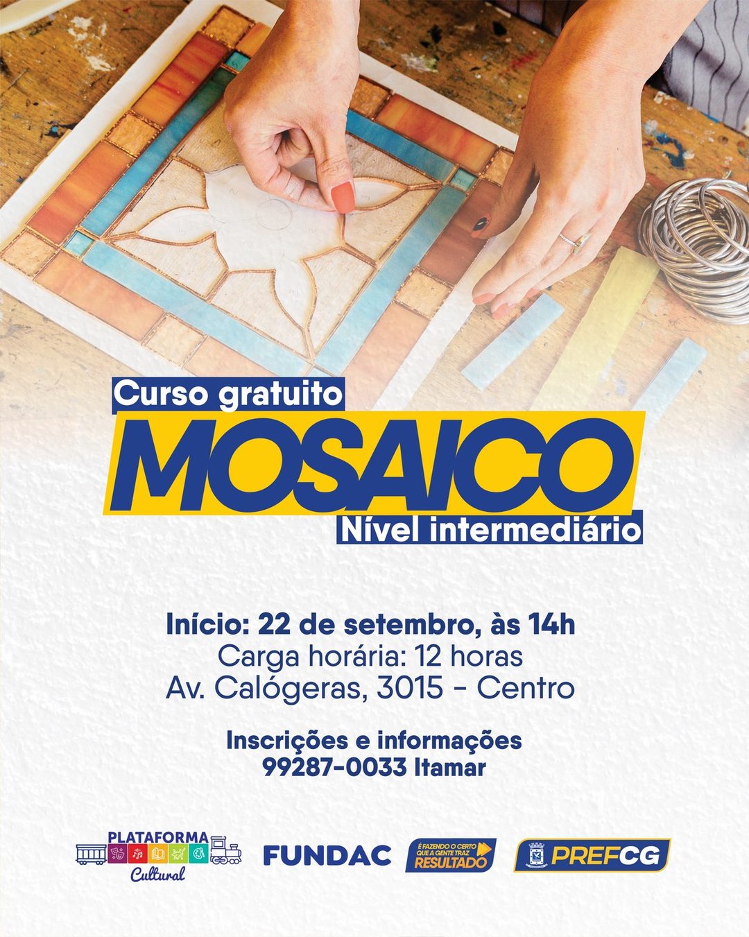 Flyer: Curso de Mosaico — nível intermediário