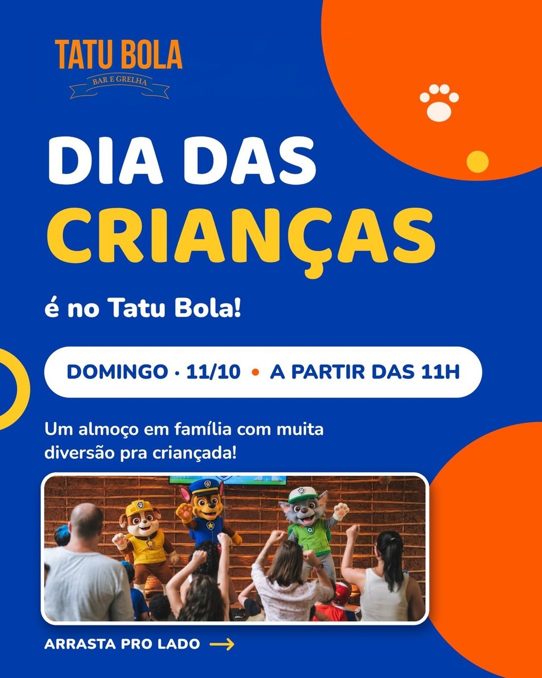 Flyer: Dia das Crianças no Tatu Bola