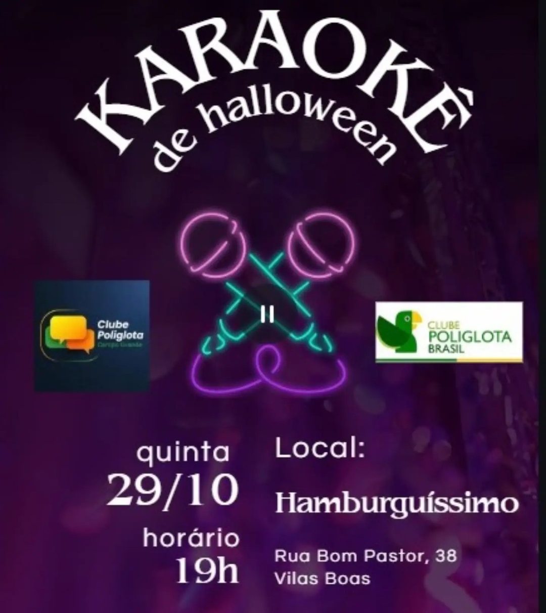 Flyer: Karaoke de halloween do Clube Poliglota
